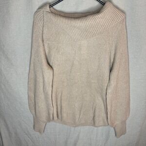 Soft Surroundings Tatiana Cashmere Sweater Caramel Beige Ribbed Cowl Neck PL NEW